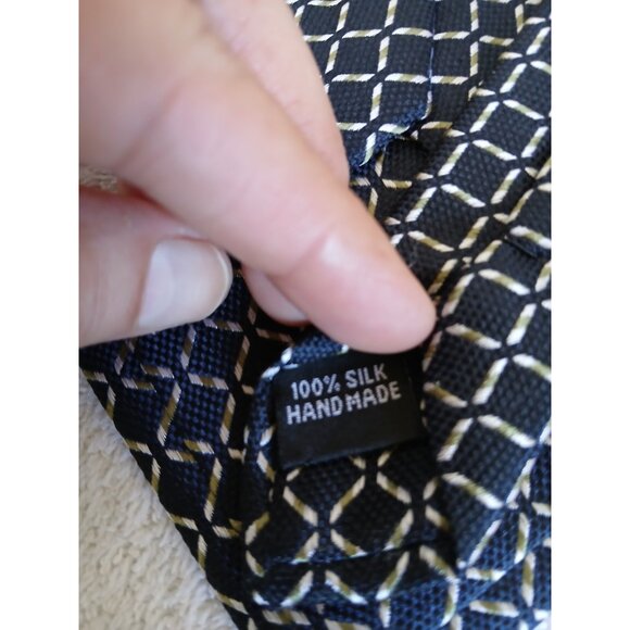 Impermeable Bu Weatherproof Men’s Necktie Tie Black Geometric Squares Office - Picture 6 of 9